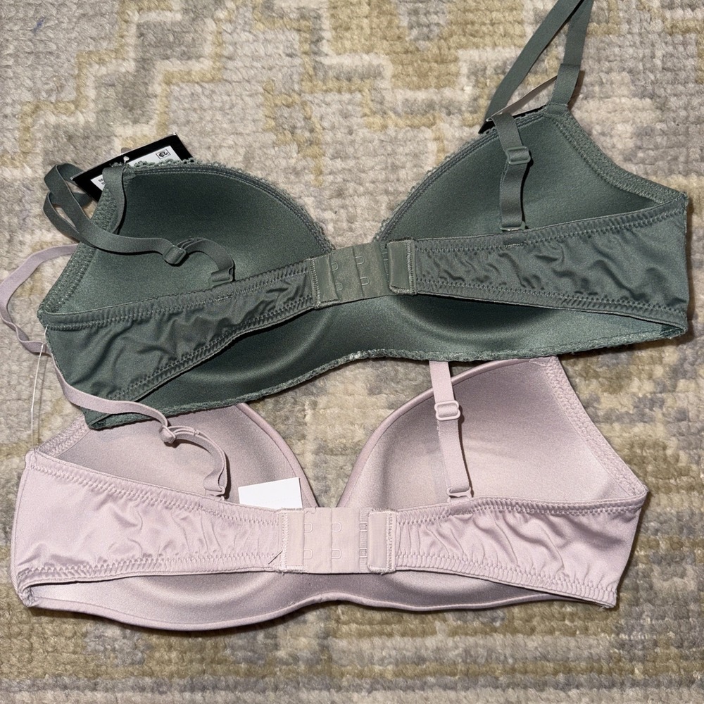 2pk Maidenform Women's Green/pin Wireless Tshirt Lightly Line Bra Adjustable 34B - Picture 7 of 10